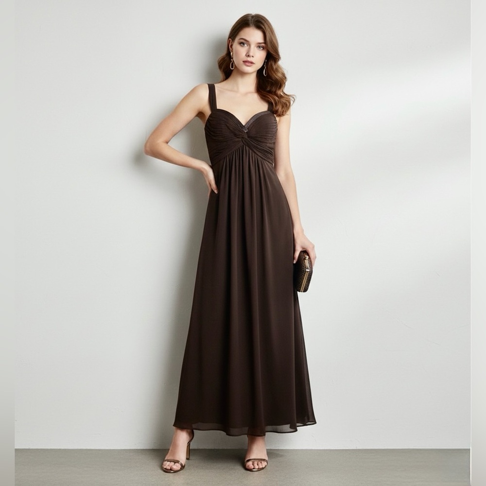 La femme Black gown crisscross sweetheart neckline